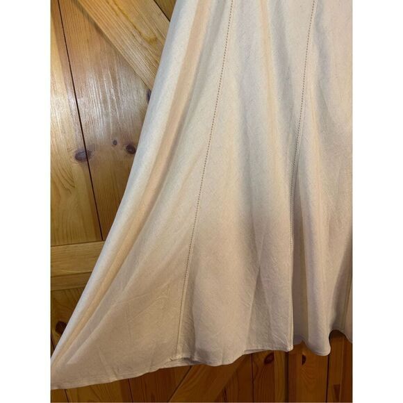 CJ Banks Maxi Skirt Size X (14) Natural Linen Blend Coastal Minimalist Hippie nw - Picture 2 of 7